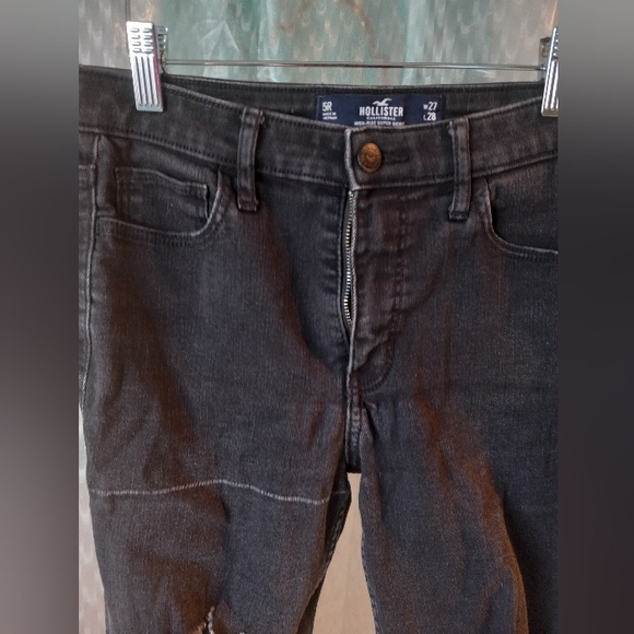 Hollister High-Rise Super Skinny Jeans Classic Stretch Black Distressed - Picture 3 of 9